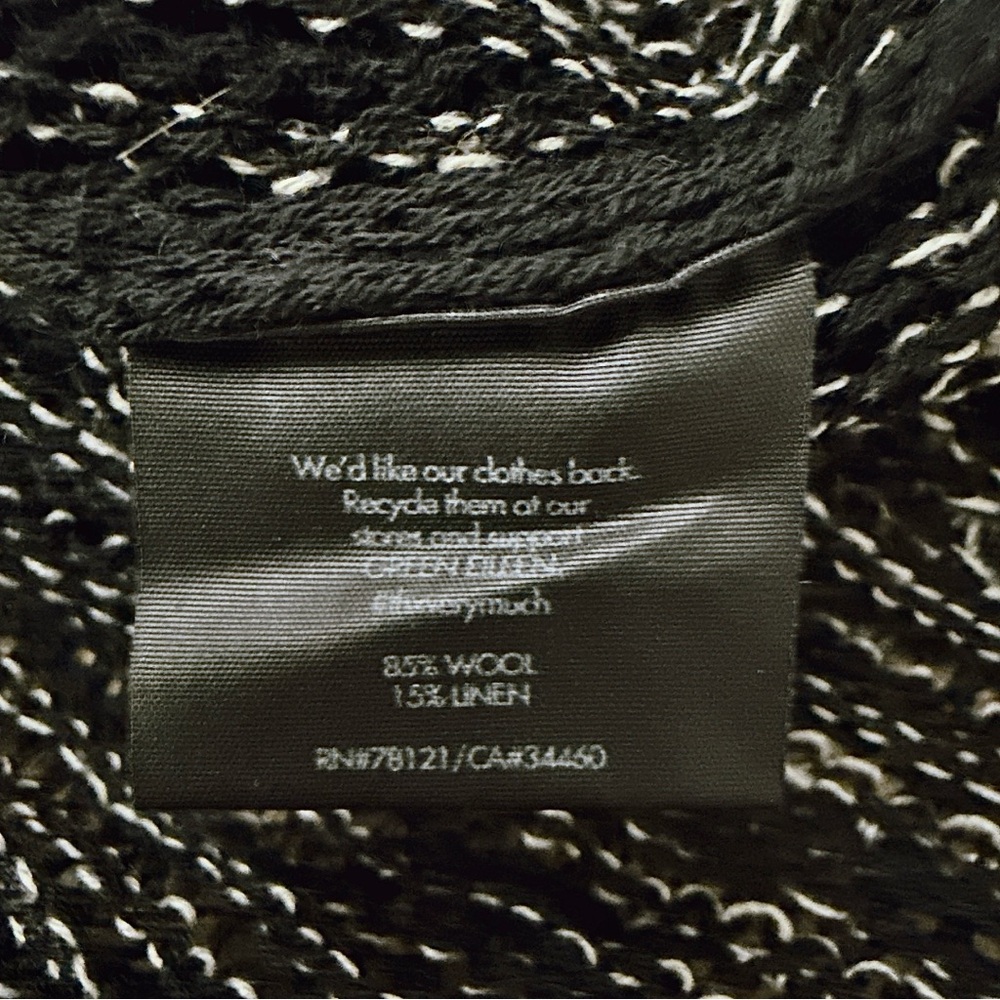 Eileen Fisher Wool Linen Sweater Knit Semi Sheer Modern Chic Black Luxe Medium - Picture 10 of 11
